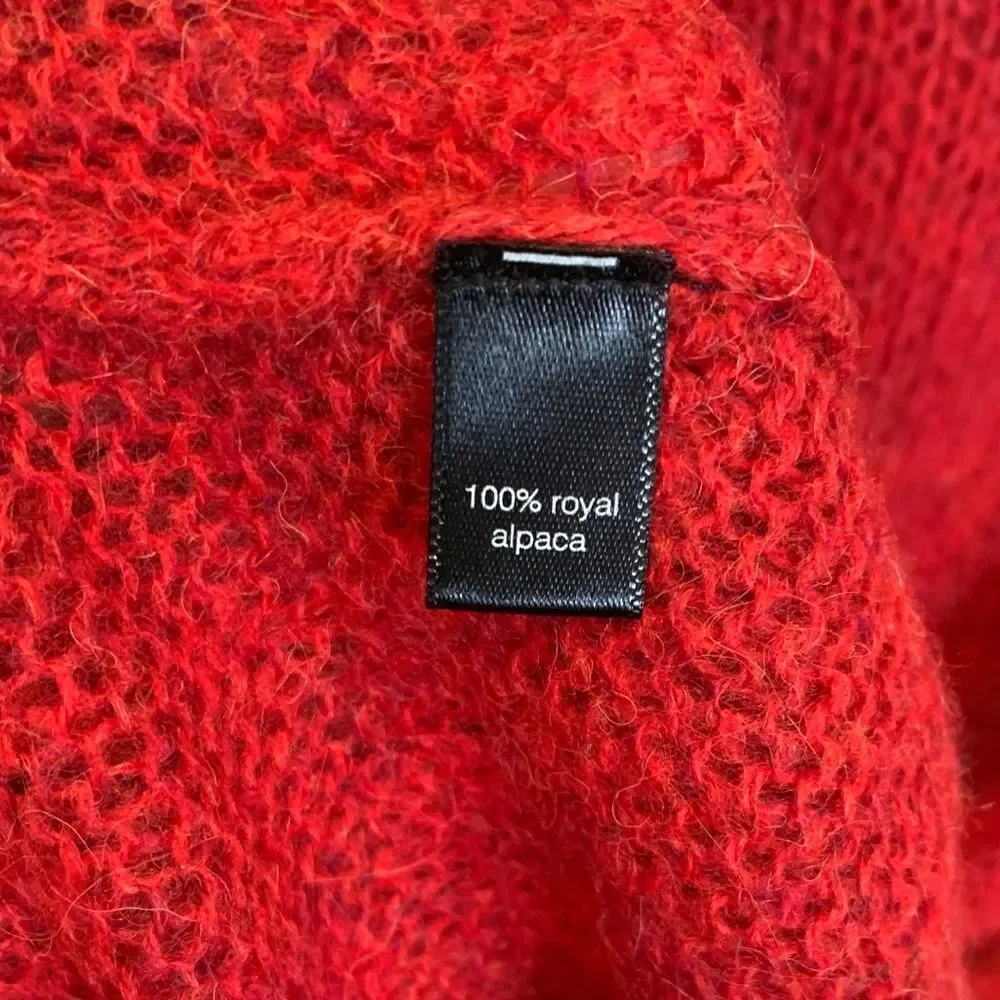 Peruvian Connection Vibrant Red Knit Sweater 100% Royal Alpaca size large